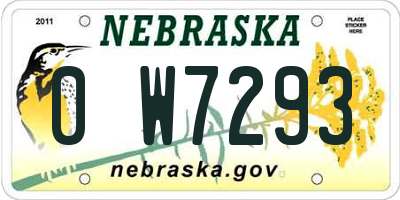 NE license plate 0W7293