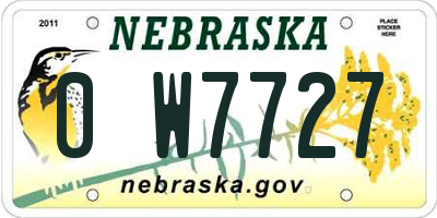 NE license plate 0W7727