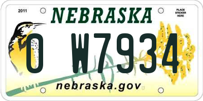 NE license plate 0W7934