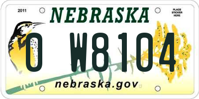 NE license plate 0W8104