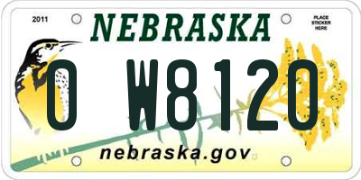 NE license plate 0W8120