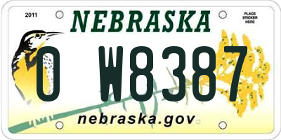 NE license plate 0W8387