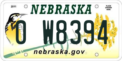 NE license plate 0W8394