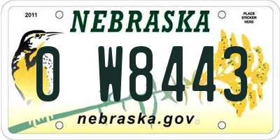 NE license plate 0W8443