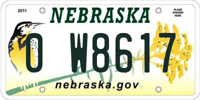 NE license plate 0W8617
