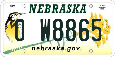 NE license plate 0W8865
