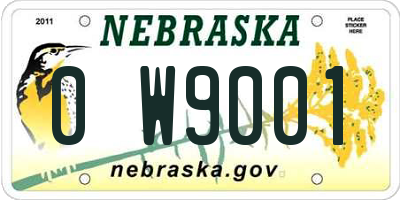 NE license plate 0W9001