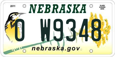 NE license plate 0W9348