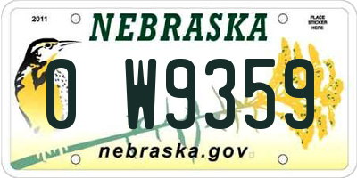 NE license plate 0W9359