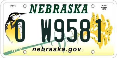 NE license plate 0W9581