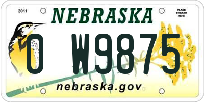 NE license plate 0W9875