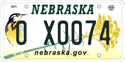 NE license plate 0X0074