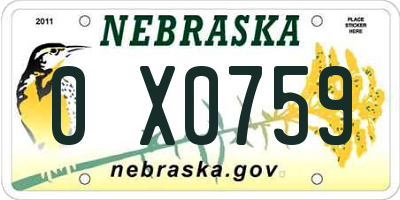 NE license plate 0X0759