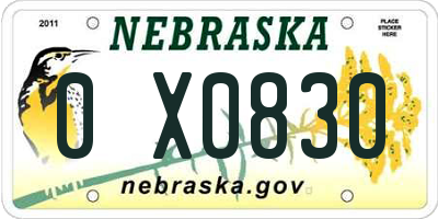 NE license plate 0X0830