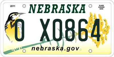 NE license plate 0X0864