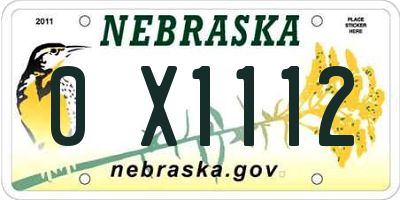 NE license plate 0X1112