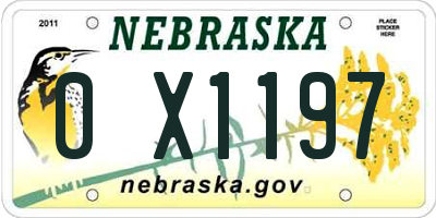 NE license plate 0X1197
