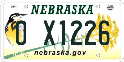 NE license plate 0X1226