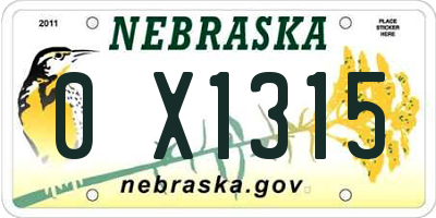 NE license plate 0X1315