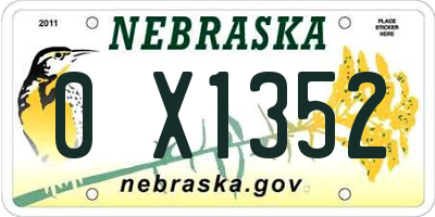 NE license plate 0X1352