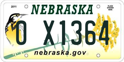 NE license plate 0X1364