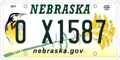 NE license plate 0X1587