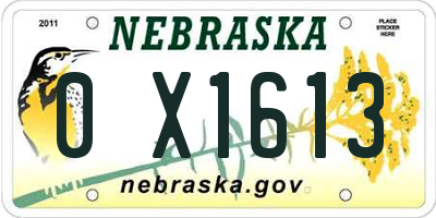 NE license plate 0X1613