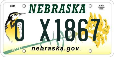 NE license plate 0X1867