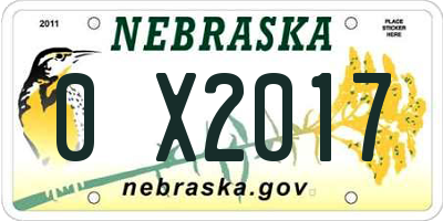 NE license plate 0X2017