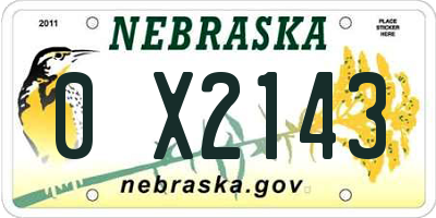 NE license plate 0X2143