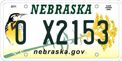 NE license plate 0X2153