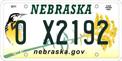 NE license plate 0X2192