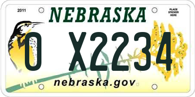 NE license plate 0X2234