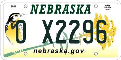 NE license plate 0X2296
