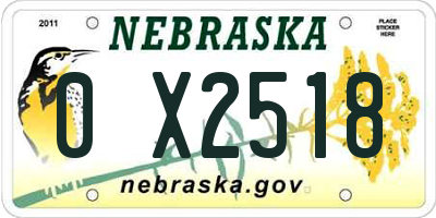 NE license plate 0X2518