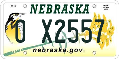 NE license plate 0X2557