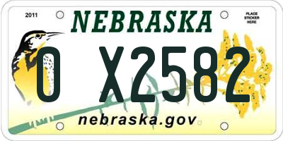 NE license plate 0X2582