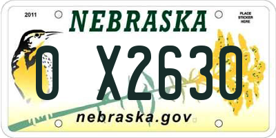 NE license plate 0X2630