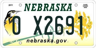 NE license plate 0X2691