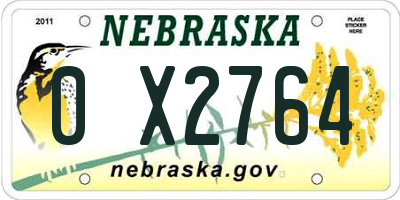 NE license plate 0X2764