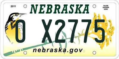 NE license plate 0X2775