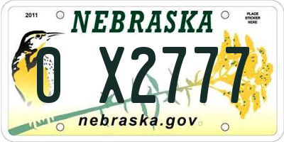 NE license plate 0X2777