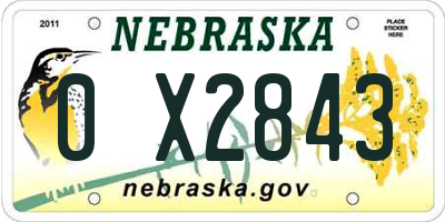 NE license plate 0X2843