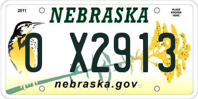 NE license plate 0X2913