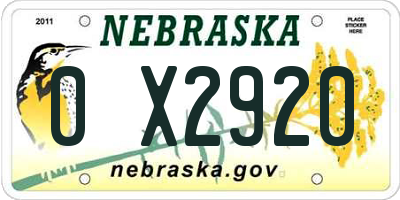 NE license plate 0X2920