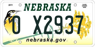 NE license plate 0X2937