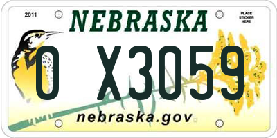 NE license plate 0X3059