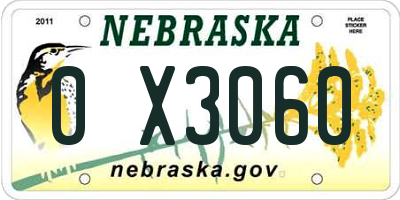 NE license plate 0X3060