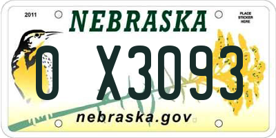 NE license plate 0X3093