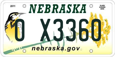 NE license plate 0X3360